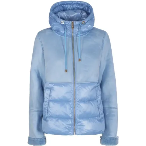 Faux Fur Quilted Hooded Jacket - YES ZEE - Modalova