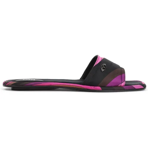 Sliders, female, , Size: 8 US Fuchsia Brown Slides Sandals - EMILIO PUCCI - Modalova