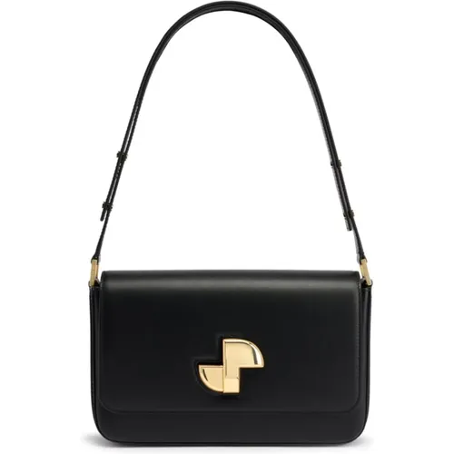 Schwarze Leder-Schultertasche Goldfarbene Hardware - Patou - Modalova