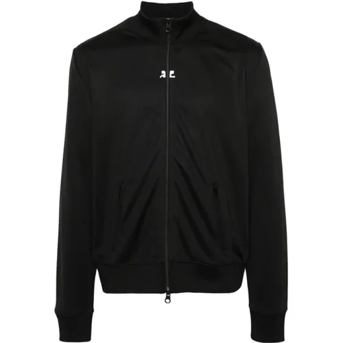 Schwarze Jacke mit geripptem Kragen , Herren, Größe: XL - Courrèges - Modalova