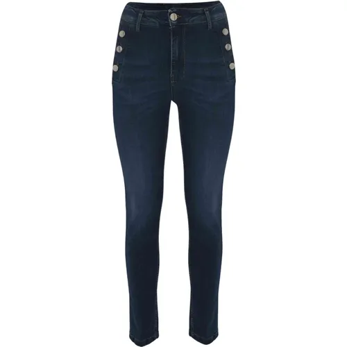 Schmale Jeans mit dekorativen Knöpfen , Damen, Größe: W32 - Kocca - Modalova