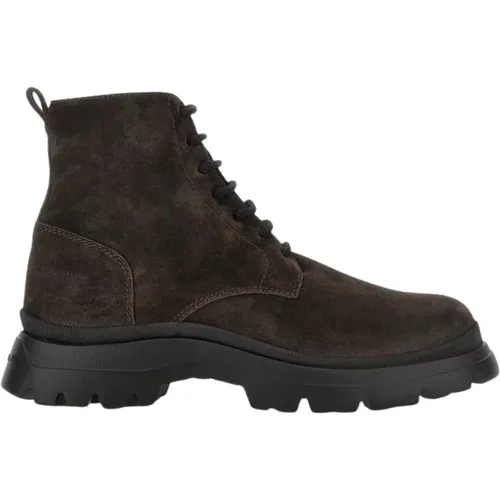 Lace-up Boots, male, , Size: 8 US Suede Ankle Boots - Hogan - Modalova