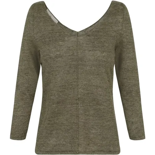 Melange Linen Jersey Top , female, Sizes: XL, L, S, 2XL, M - Cortana - Modalova