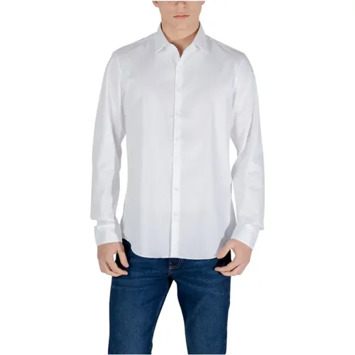 Formal Shirts, male, , Size: L Cotton Blend Long Sleeve Shirt - Calvin Klein - Modalova