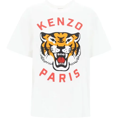 Lucky tiger crew-neck t-shirt , female, Sizes: S - Kenzo - Modalova