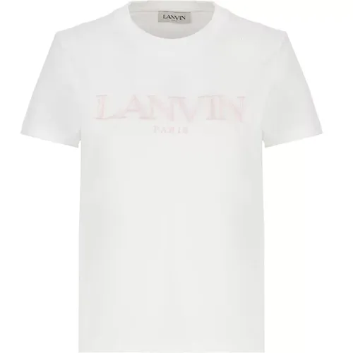 Weiße Baumwoll-T-Shirt mit Besticktem Logo,T-Shirts - Lanvin - Modalova