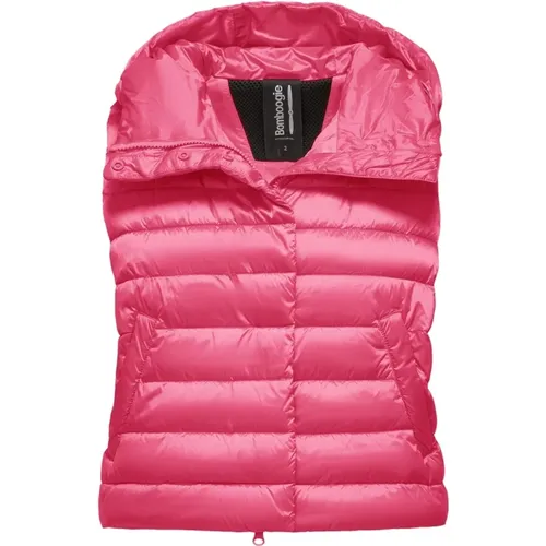 Shiny Nylon Padded Vest with Hood , female, Sizes: M, L, S - BomBoogie - Modalova
