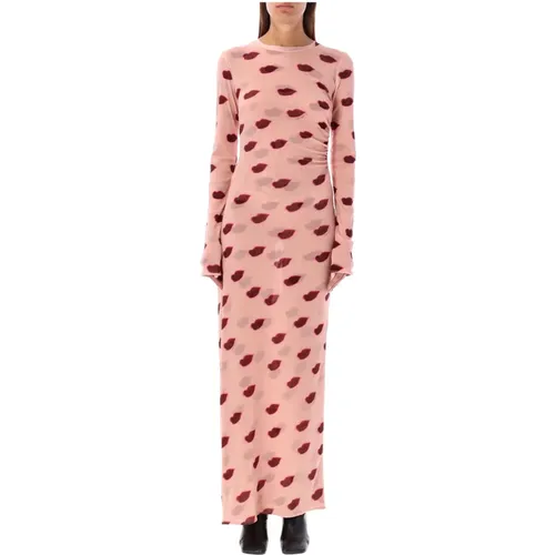 Lips Print Maxi Dress Dusty Rose , female, Sizes: XS, S - Stella Mccartney - Modalova