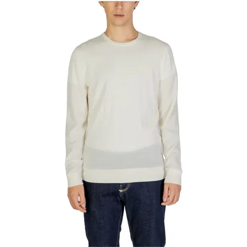 Weißer Wollstrick Rundhals Pullover - Calvin Klein Jeans - Modalova