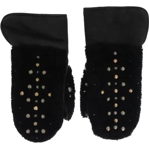 Gloves, male, , Size: 9 IN Shearling Studded Gloves - Dolce & Gabbana - Modalova