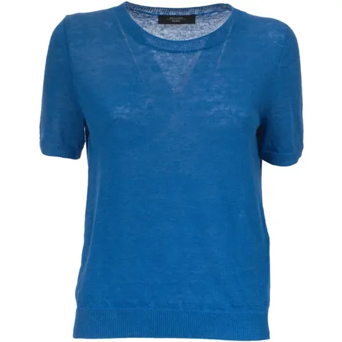 Soft Linen Knit Ribbed T-Shirt , female, Sizes: XS, M, L - Max Mara Weekend - Modalova