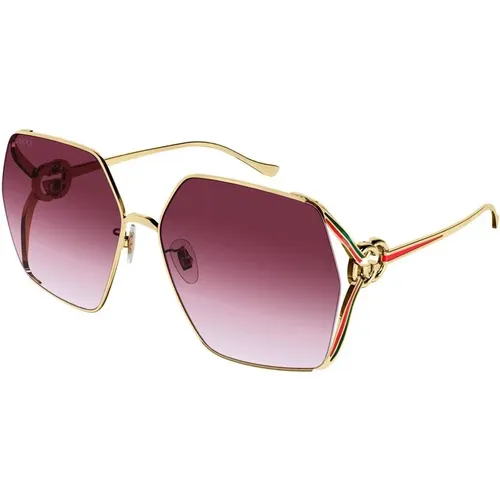 Stylische Sonnenbrille für Frauen,Gold/Grau getönte Sonnenbrille - Gucci - Modalova
