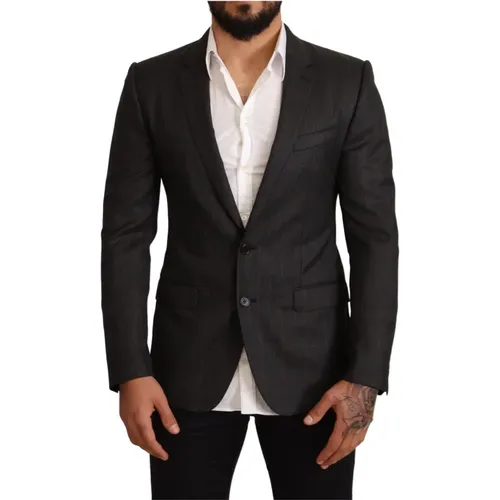 Check Wool Slim Fit Blazer Jacket , male, Sizes: M - Dolce & Gabbana - Modalova