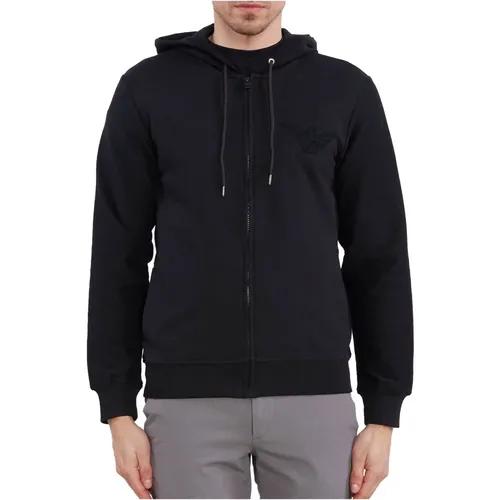 Kapuzen-Sweatshirt mit Reißverschluss - Slim Fit - Emporio Armani - Modalova