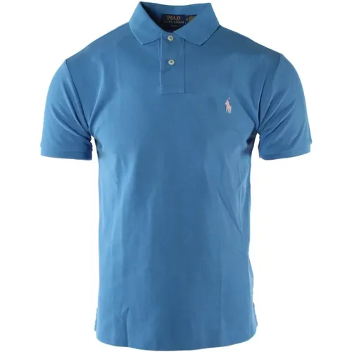 Blaues Slim Fit Polo Shirt , Herren, Größe: M - Ralph Lauren - Modalova