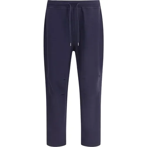 Sweatpants, male, , Size: M Navy Drawstring Cotton Pants - BRUNELLO CUCINELLI - Modalova
