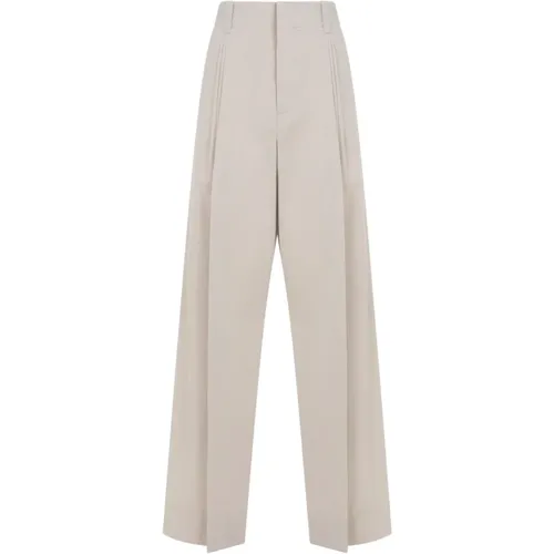Cotton Silk Wide Leg Pants , female, Sizes: XS - Bottega Veneta - Modalova
