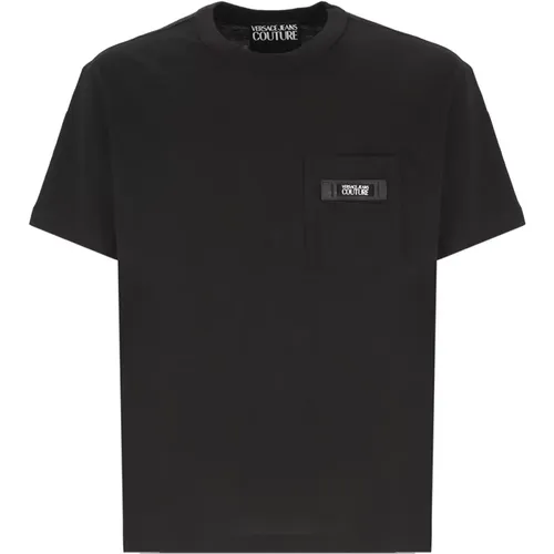 Schwarzes Baumwoll-T-Shirt für Männer , Herren, Größe: L - Versace Jeans Couture - Modalova
