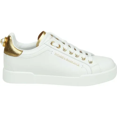 Weiße Goldene Portofino Sneakers Frauen , Damen, Größe: 41 EU - Dolce & Gabbana - Modalova