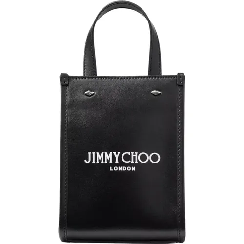 Schwarze Lederhandtasche mit weißem Logo - Jimmy Choo - Modalova