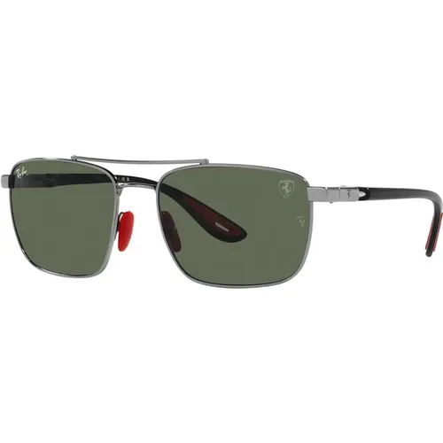 Square Metal Sunglasses Red Accents , unisex, Sizes: 58 MM - Ray-Ban - Modalova