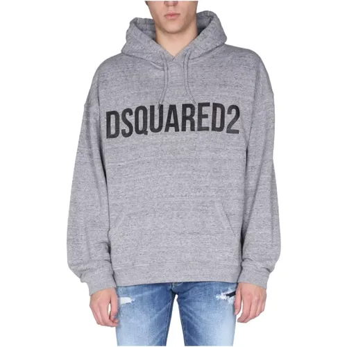 Logo Print Hooded Sweatshirt Oversize Fit , male, Sizes: S - Dsquared2 - Modalova