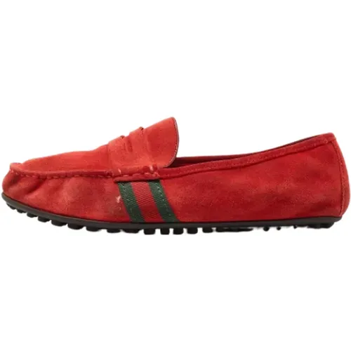 Pre-owned Flats, female, , Size: 10 1/2 US Pre-owned Suede flats - Gucci Vintage - Modalova