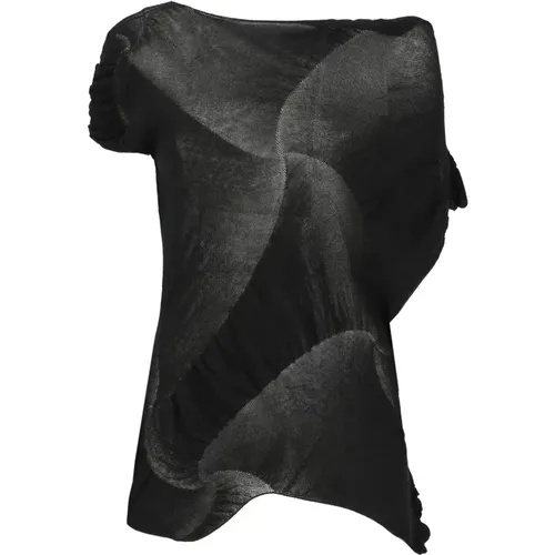 Schwarzes Baumwolltop mit Asymmetrischen Rändern - Yohji Yamamoto - Modalova