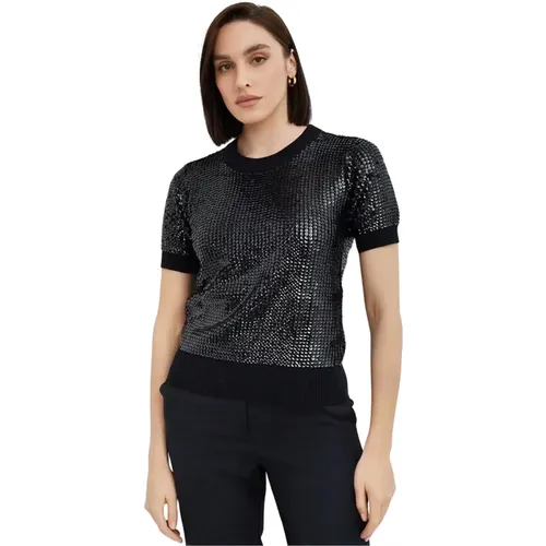 Blouses, female, , Size: XS Sequin Embellished Navy Knit Top - P.a.r.o.s.h. - Modalova