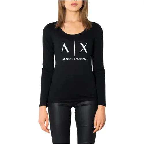 T-Shirts, female, , Size: L Printed Long Sleeve T-Shirt - Armani Exchange - Modalova