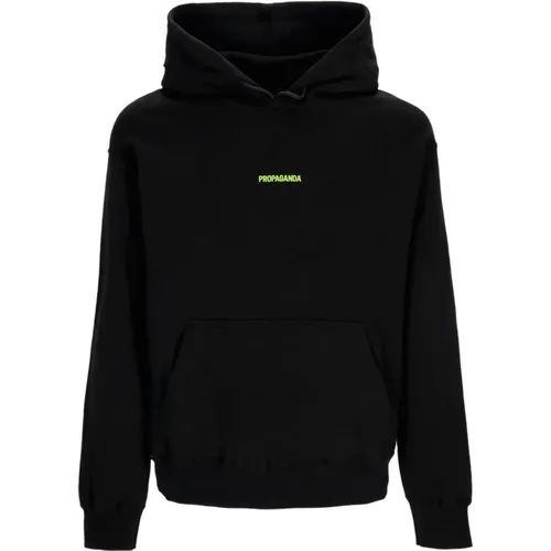 Schwarzer Hoodie mit Rippenstil , Herren, Größe: XL - Propaganda - Modalova