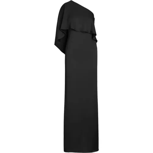 Schwarzes Kleid mit asymmetrischem Ausschnitt - Ralph Lauren - Modalova