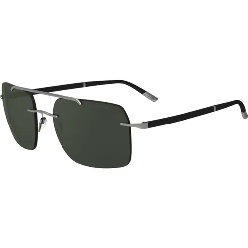 Sunglasses, unisex, , Size: ONE SIZE Ruthenium/Green Sunglasses SUN C-2 8708 - Silhouette - Modalova