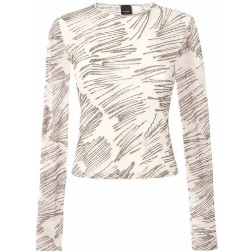 Glitzer Grafik Langarm Pullover , Damen, Größe: L - pinko - Modalova