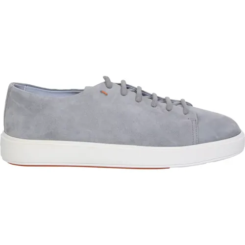 Sneakers, male, , Size: 8 1/2 US Grey Leather Sneakers Upgrade - Santoni - Modalova