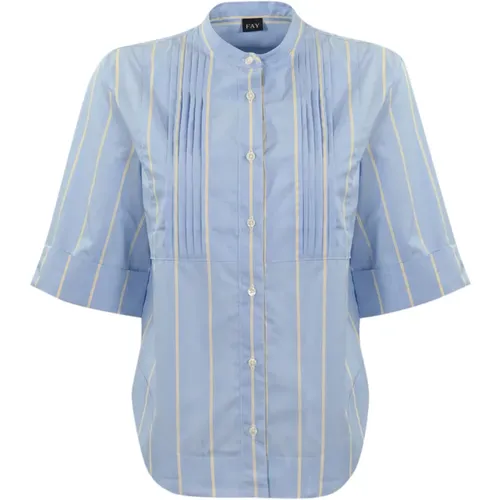 Striped Cotton Shirt , female, Sizes: L - Fay - Modalova