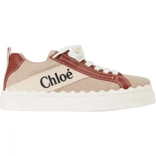 Weiße und braune Lauren Sneakers - Chloé - Modalova
