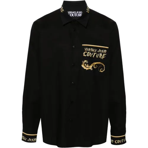 Schwarze Hemden für Männer Aw24 , Herren, Größe: S - Versace Jeans Couture - Modalova