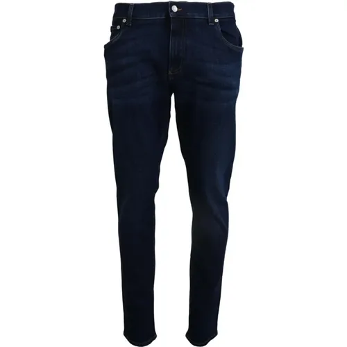 Dunkelblaue Skinny Jeans aus Baumwoll-Denim , Herren, Größe: 4XL - Dolce & Gabbana - Modalova