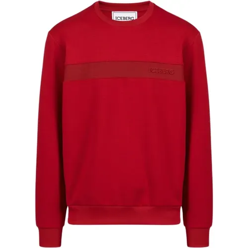 Roter Logo Crew-neck Sweatshirt , Herren, Größe: 3XL - Iceberg - Modalova