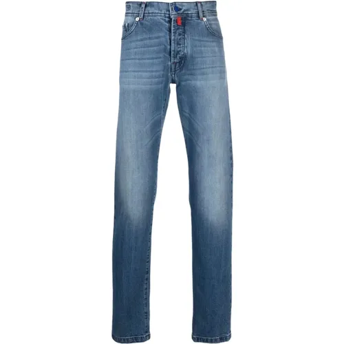 Logo-Patch Denim Jeans , male, Sizes: W33 - Kiton - Modalova