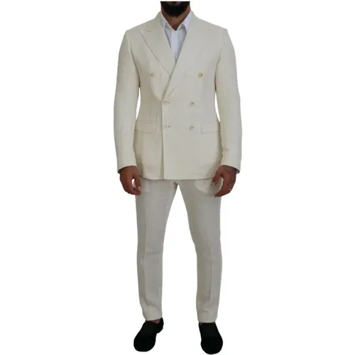 Double Breasted Suits, male, , Size: L Double Breasted 2 Piece Taormina Suit - Dolce & Gabbana - Modalova