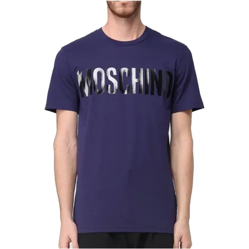 T-Shirts, male, , Size: XL Logo Print Cotton T-shirt Regular Fit - Moschino - Modalova