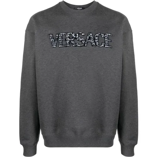 Vintage Branding Sweatshirt in Grey with Coccodrillo Print , male, Sizes: S, M - Versace - Modalova
