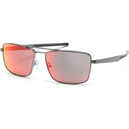 Grey Sunglasses with Original Case , male, Sizes: 60 MM - Ferrari - Modalova
