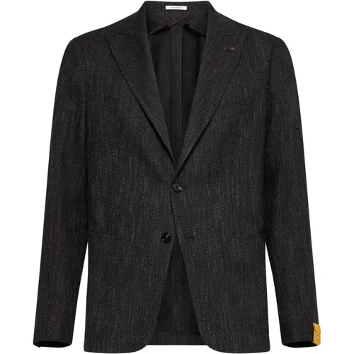 Blazers, male, , Size: 2XL Herringbone Blazer - Tagliatore - Modalova