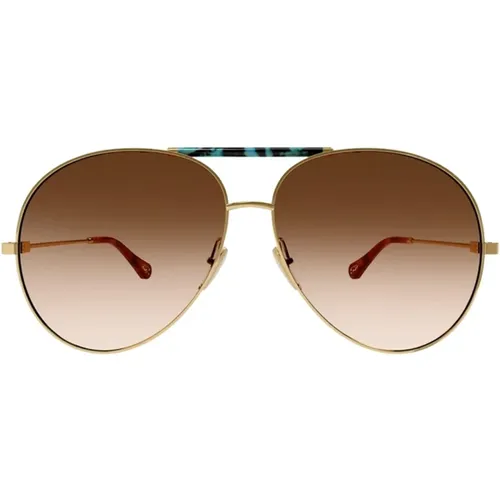 Womens Aviator Sunglasses with Metallic Frame , female, Sizes: 62 MM - Chloé - Modalova