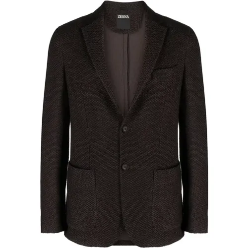 Blazers, male, , Size: 2XL Microprint Blazer - Z Zegna - Modalova