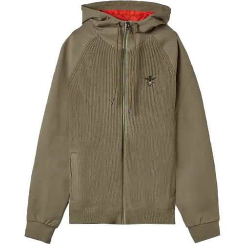 Zip-throughs, male, , Size: L Hooded Sweatshirt with Unique Design - aeronautica militare - Modalova