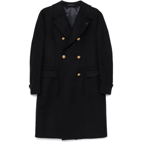 Trench Coats, male, , Size: L Navy Wool-Cashmere Coat - Gabriele Pasini - Modalova